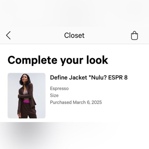 Lululemon Define Jacket Nulu. Dark Brown. Espresso. Size 8. - Picture 8 of 15